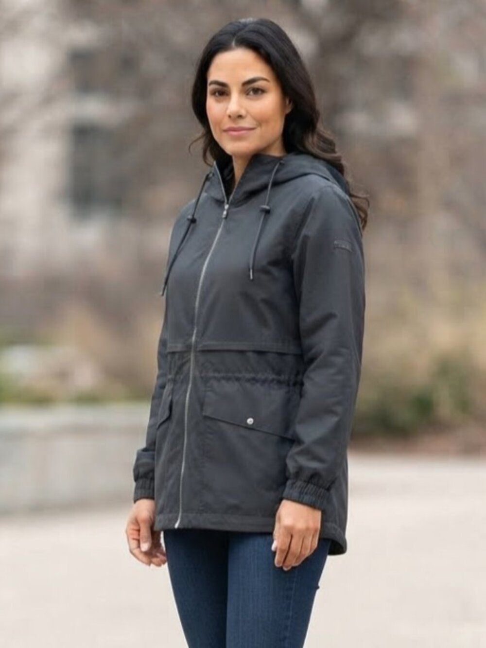 Columbia Sportswear Gray Windbreaker Jacket Water Resistant Zip Front Size L
